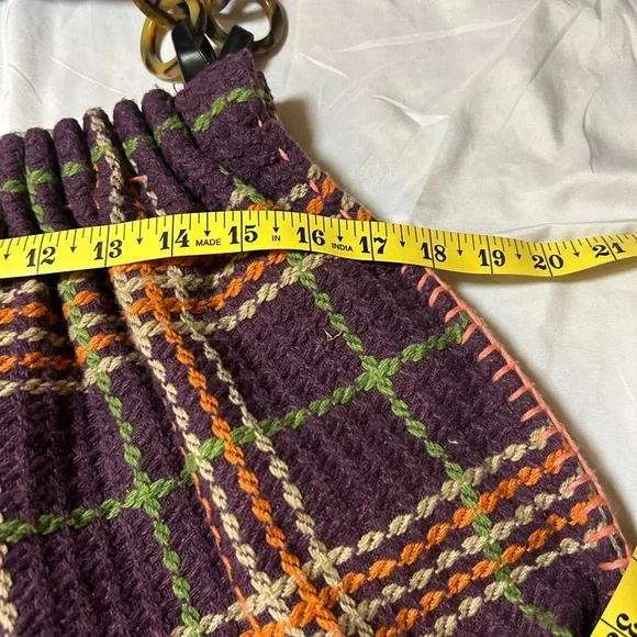 Women’s Oversized Bohemian Handbag Purse Cloth Plaid Unique Hippie - Picture 14 of 15